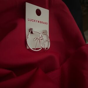 Lucky Brand Silver-Tone Hoop Earrings with Knot Accent